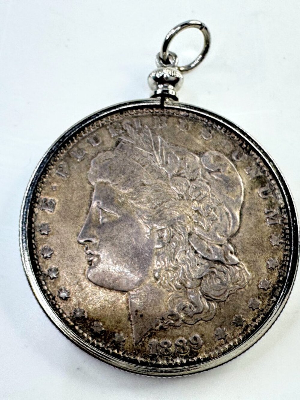 Vintage 1889 Morgan Silver Dollar Coin Pendant Necklace 29.7g SS346